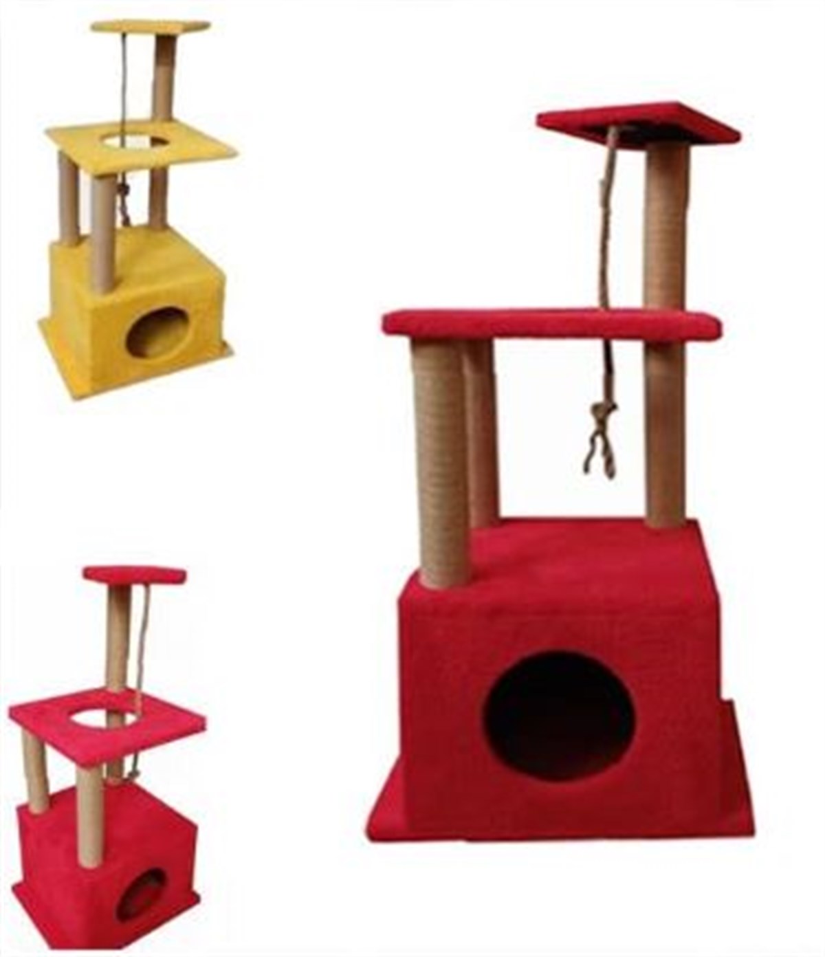Fonksiyonlu Üç Bacaklı Kedi Evi ve TırmalamaCT22