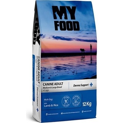 MY FOOD KUZULU VE PİRİNÇLİ YETİŞKİN ORTA-BÜYÜK IRK KÖPEK MAMASI DERMA SUPPORT 12 KG