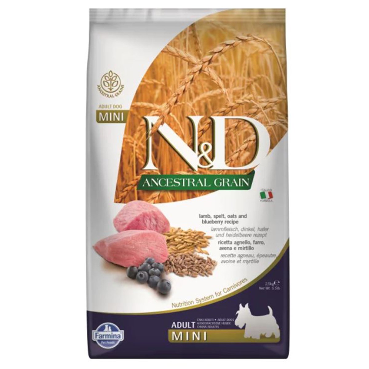 N&D ANCESTRAL GRAIN DOG KUZU ADULT MINI 2,5 KG8010276022103