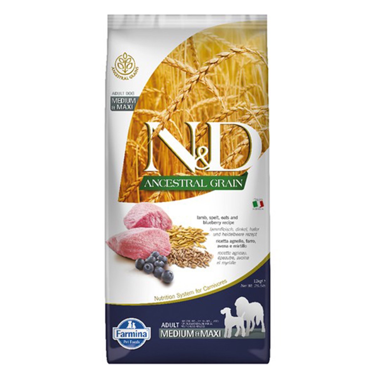 N&D DÜŞÜK TAHILLI KUZULU YABAN MERSİNLİ YETİŞKİN KÖPEK MAMASI 12 KG8010276362858