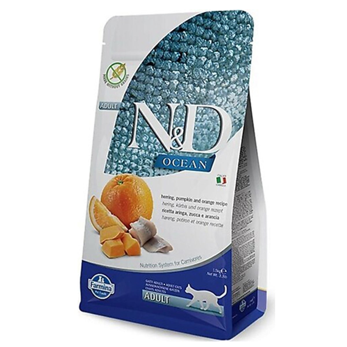 N&D OCEAN BALKABAKLI BALIK PORTAKALLI KEDİ MAMASI 1.5KG8010276036742