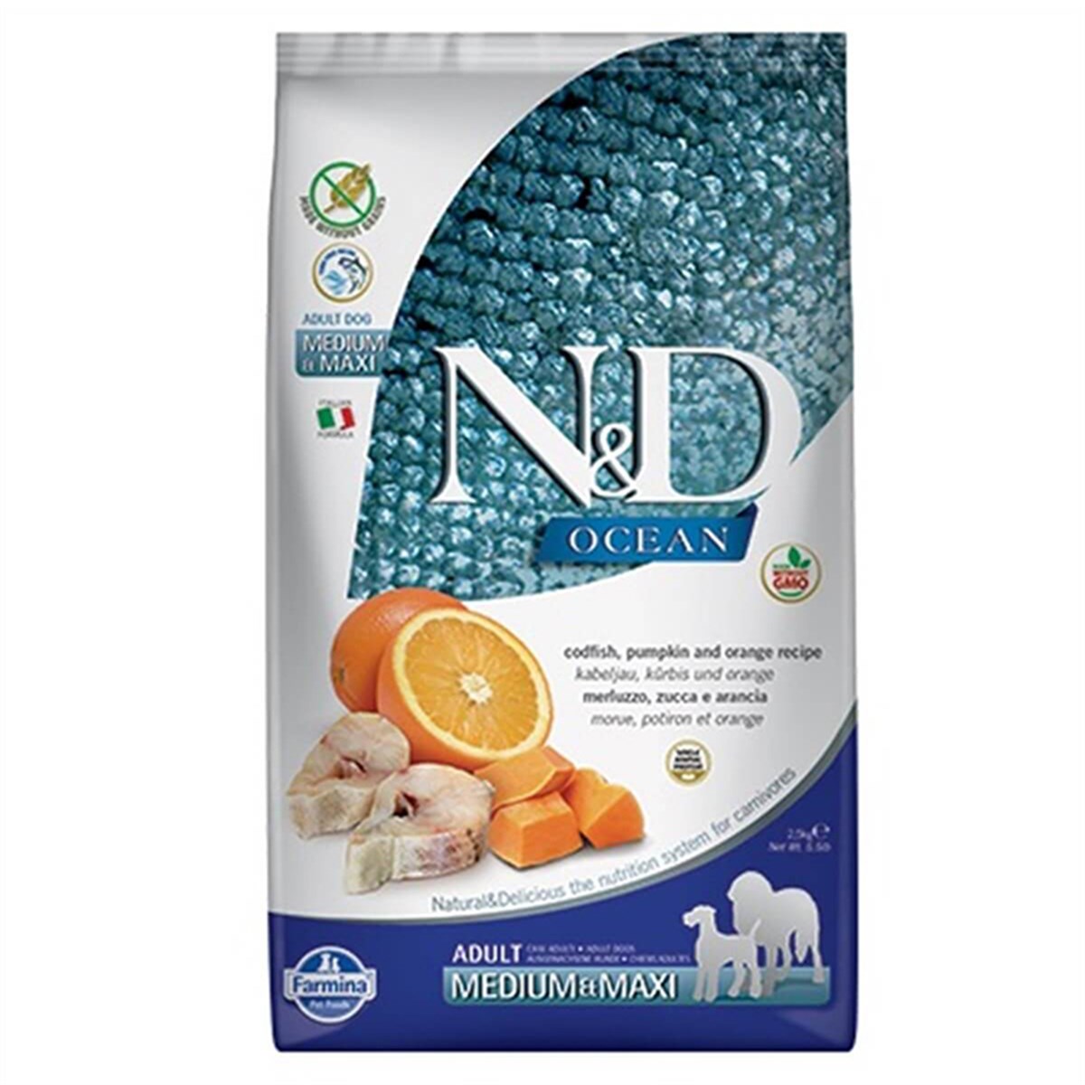 N&D OCEAN PRIME RİNGA BALIK ADULT MED. MAXI 2,5 KG8010276036483