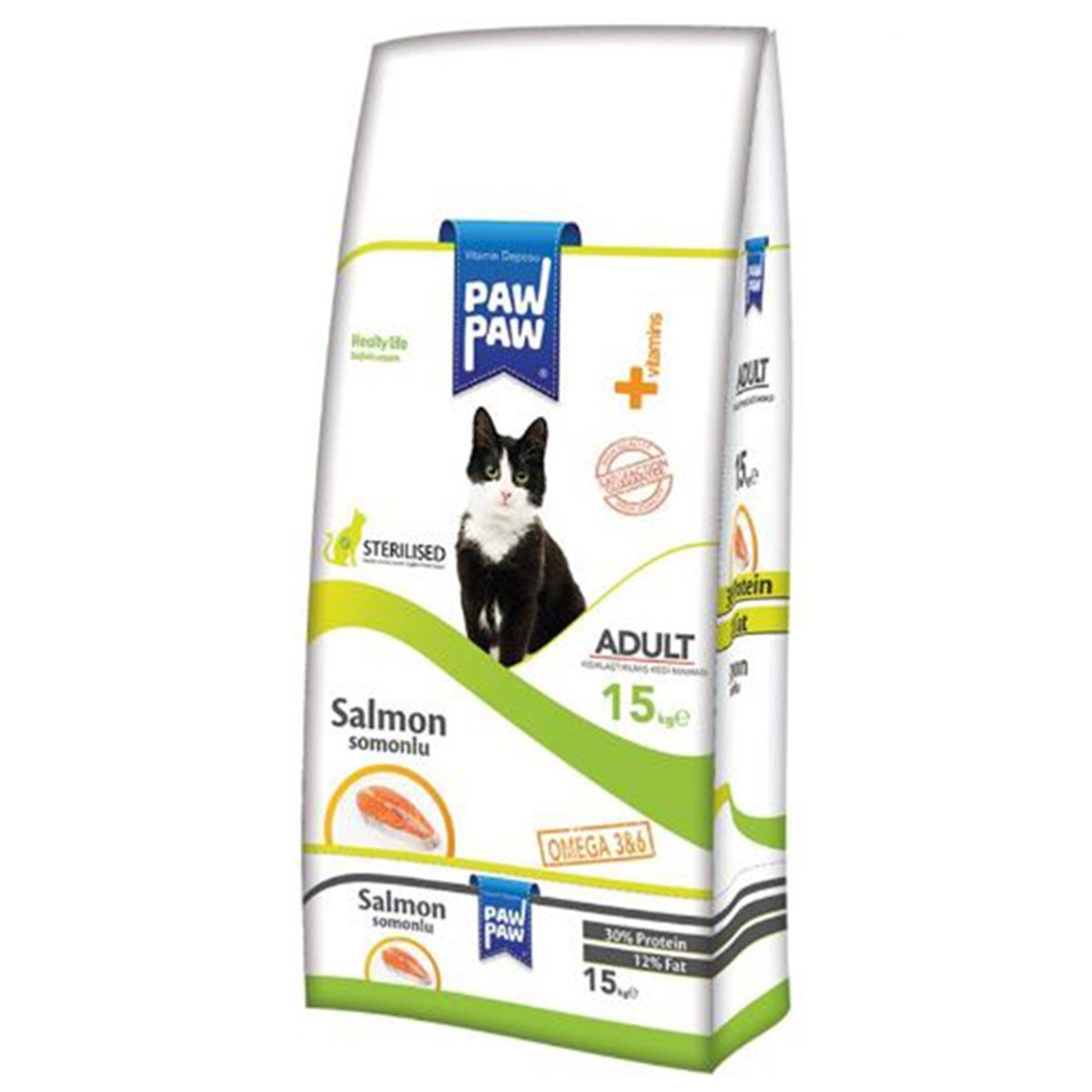 PAW PAW YETİŞKİN KEDİ MAMASI KISIR SOMONLU 15 KG8681692100050