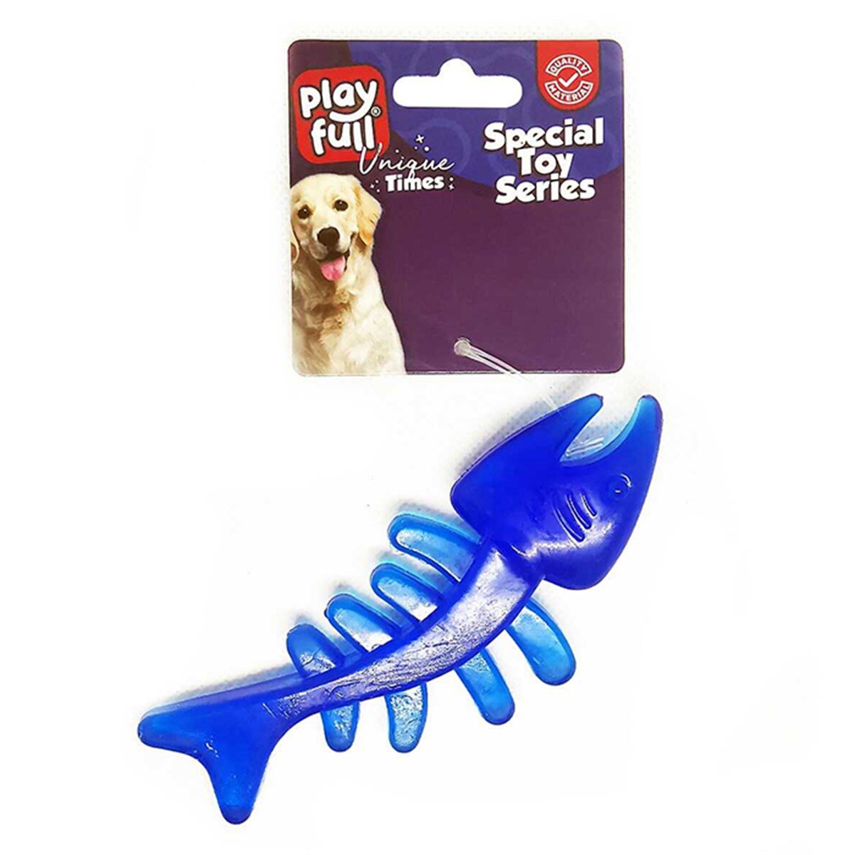 PF-4032-PLAYFULL BALIK KILÇIĞI ŞEKLİNDE PLASTİK KÖPEK OYUNCAĞI 13X5 CM8683497040326