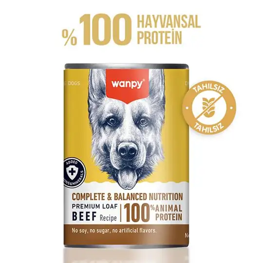 WANPY TAHILSIZ KÖPEK %100 GERÇEK ET 375 GR BİFTEKLİ KONSERVE6927749851165