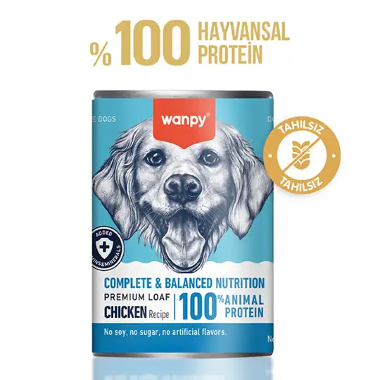 WANPY TAHILSIZ KÖPEK %100 GERÇEK ET 375 GR TAVUKLU KONSERVE6927749850281