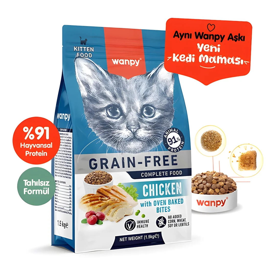 WANPY TAHILSIZ TAVUKLU YAVRU KEDİ MAMASI 1,5 KG6927749825098