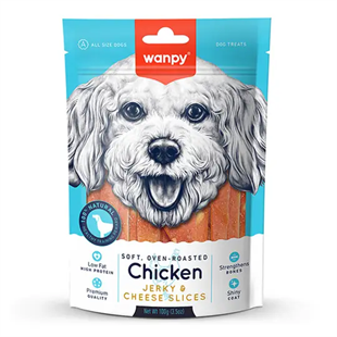 WANPY YUMUŞAK TAVUK & PEYNİR DİLİMLERİ 100G KÖPEK ÖDÜLÜ6927749810926