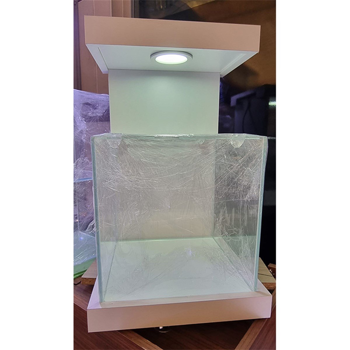 30x30x30(H) cm Buhar Camlı Full Ultra Clear ve Işıklı MDF StandAkvbuhar3030