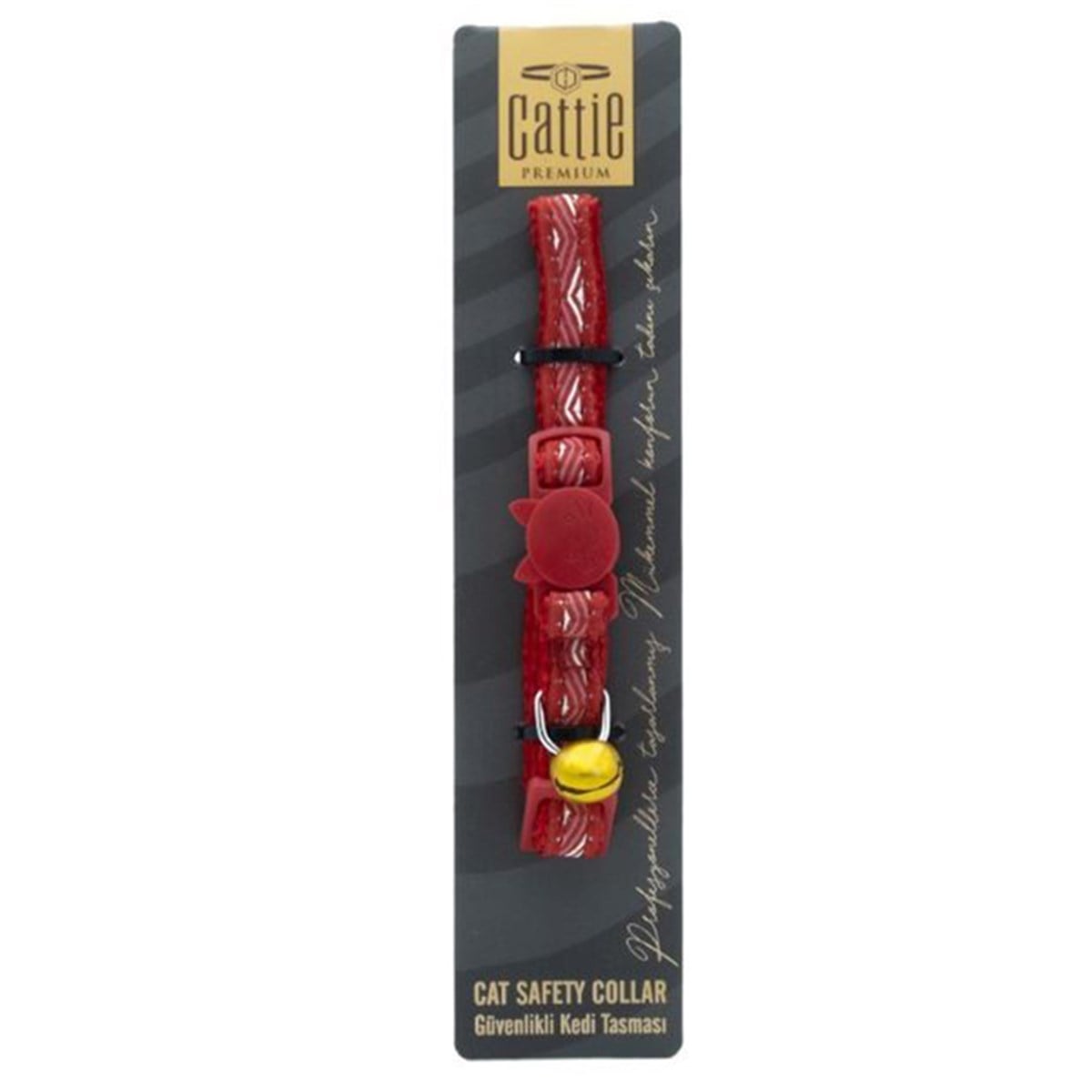 CATTİE DESENLİ KEDİ BOYUN TASMASI KIRMIZI 1X15-25CM8680782130076