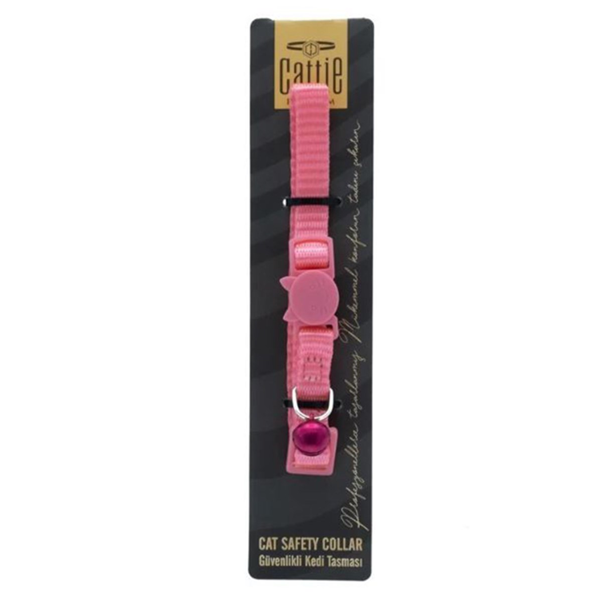 CATTİE GÜVENLİK TOKALI KEDİ BOYUN TASMASI PEMBE 1X15-25CM8680782122859