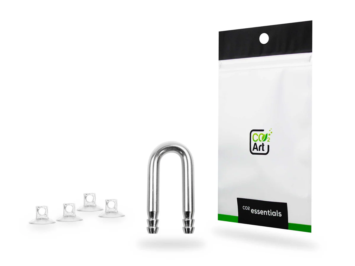 CO2 ART NEW SS-Series U-Bend Stainless Steel Tubing Connector + 4x Suction 1cm glass5060386349372