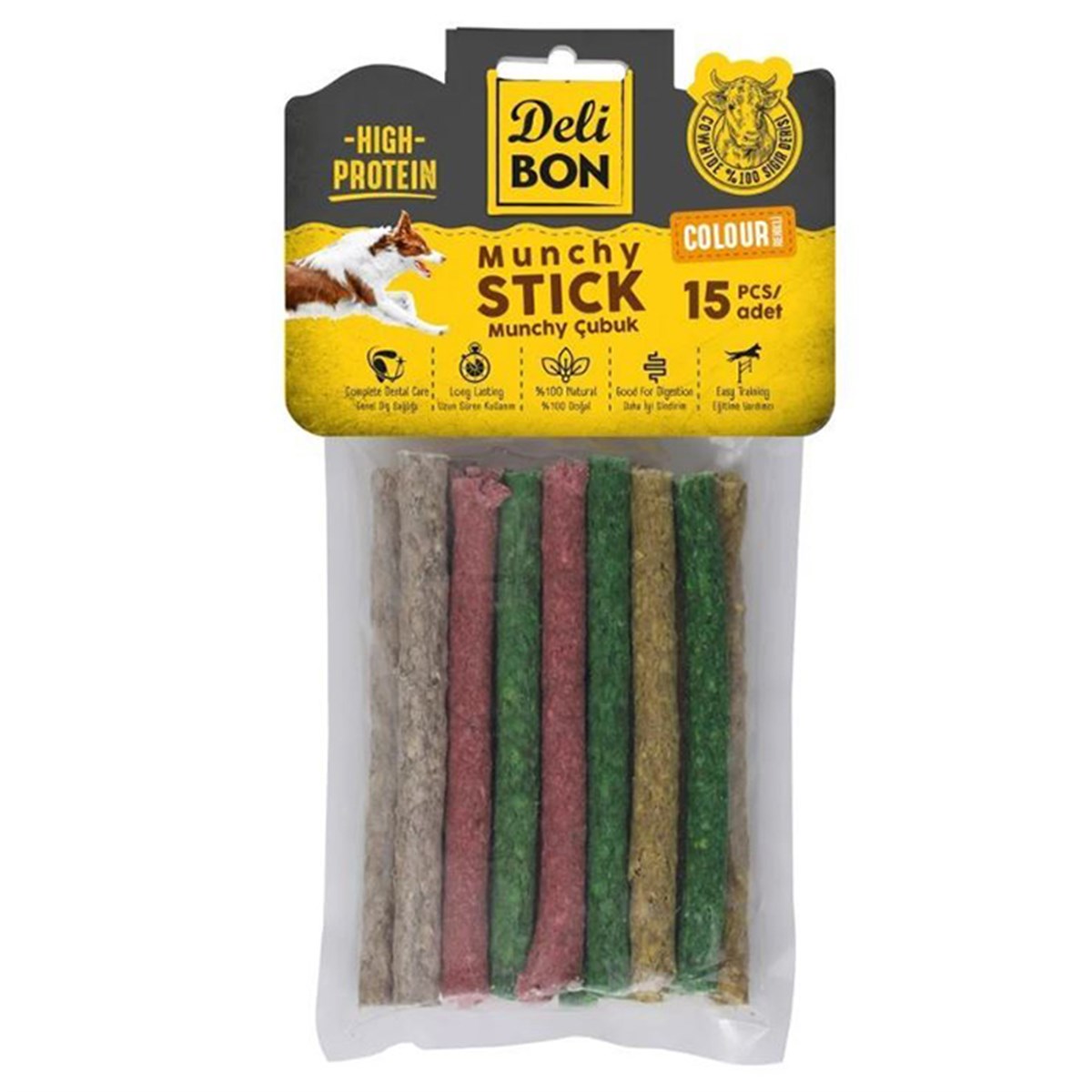 DERİ MUNCHY ÇUBUK ORTA BOY 15Lİ PAKET KARIŞIK RENK KALINX15AD.8680782130502