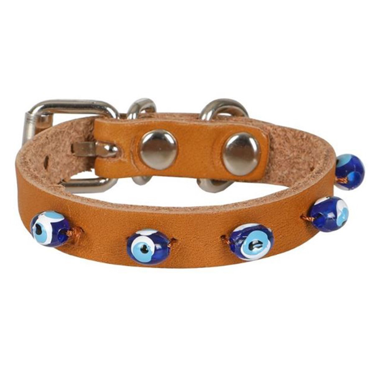 DOGGİE BONCUKLU DERİ KEDİ TASMASI KAMEL 1X12-16CM8680782125362