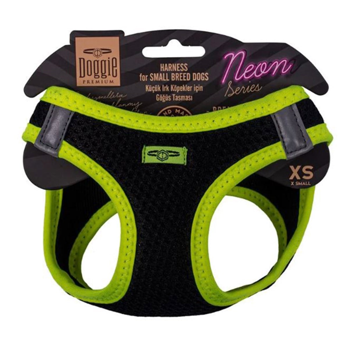 DOGGİE HAVALI DOKUMA NEON SERİSİ KÜÇÜK IRK GÖĞÜS TASMASI SARI XS-30-34CM8680782197291