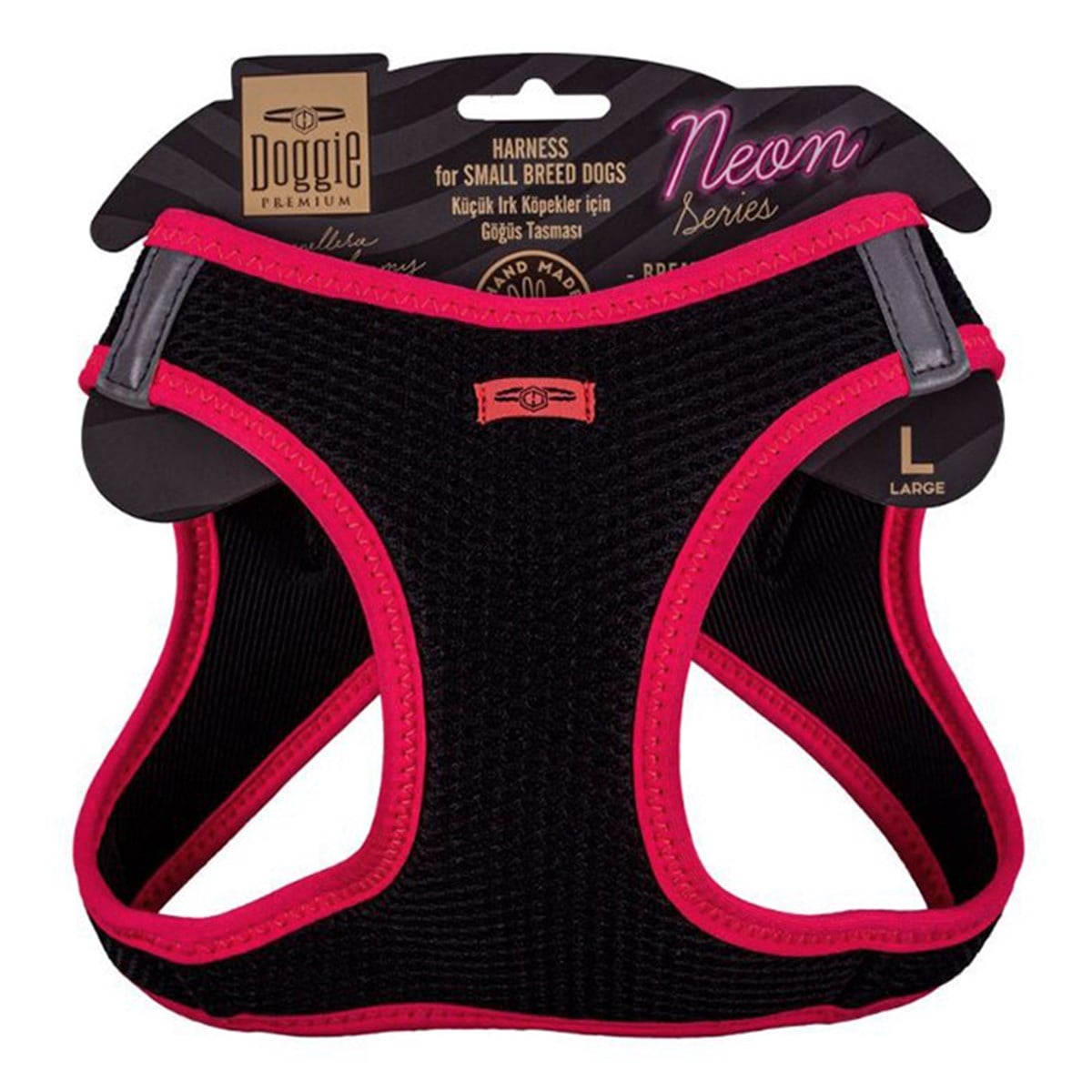DOGGİE HAVALI DOKUMA NEON SERİSİ KÜÇÜK IRK GÖĞÜS TASMASI PEMBE L-42-48CM8680782197451