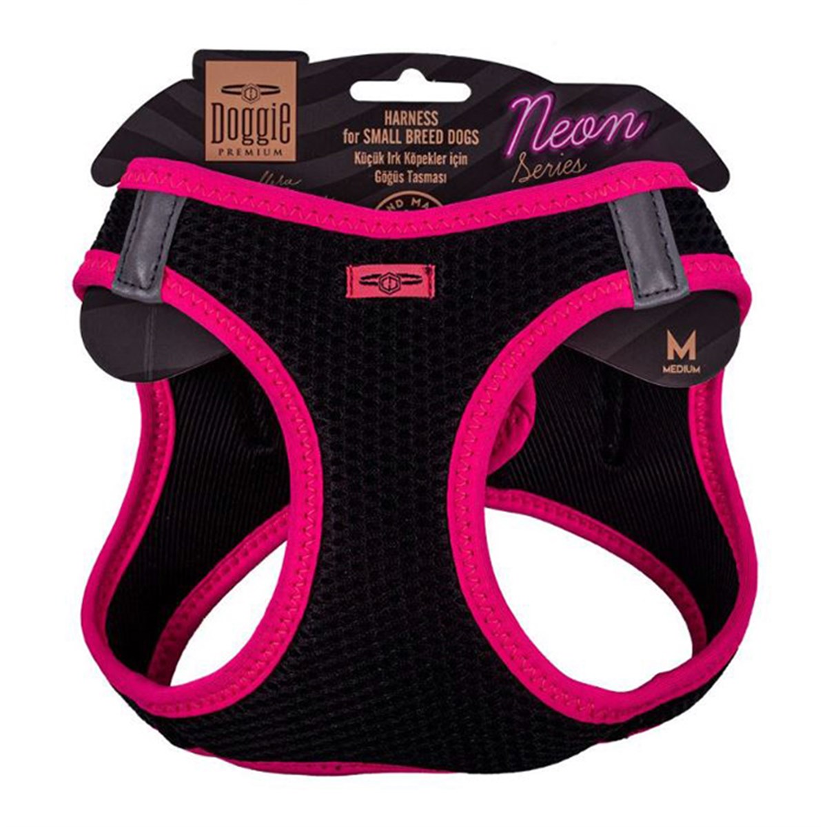 DOGGİE HAVALI DOKUMA NEON SERİSİ KÜÇÜK IRK GÖĞÜS TASMASI PEMBE M-38-44CM8680782197406