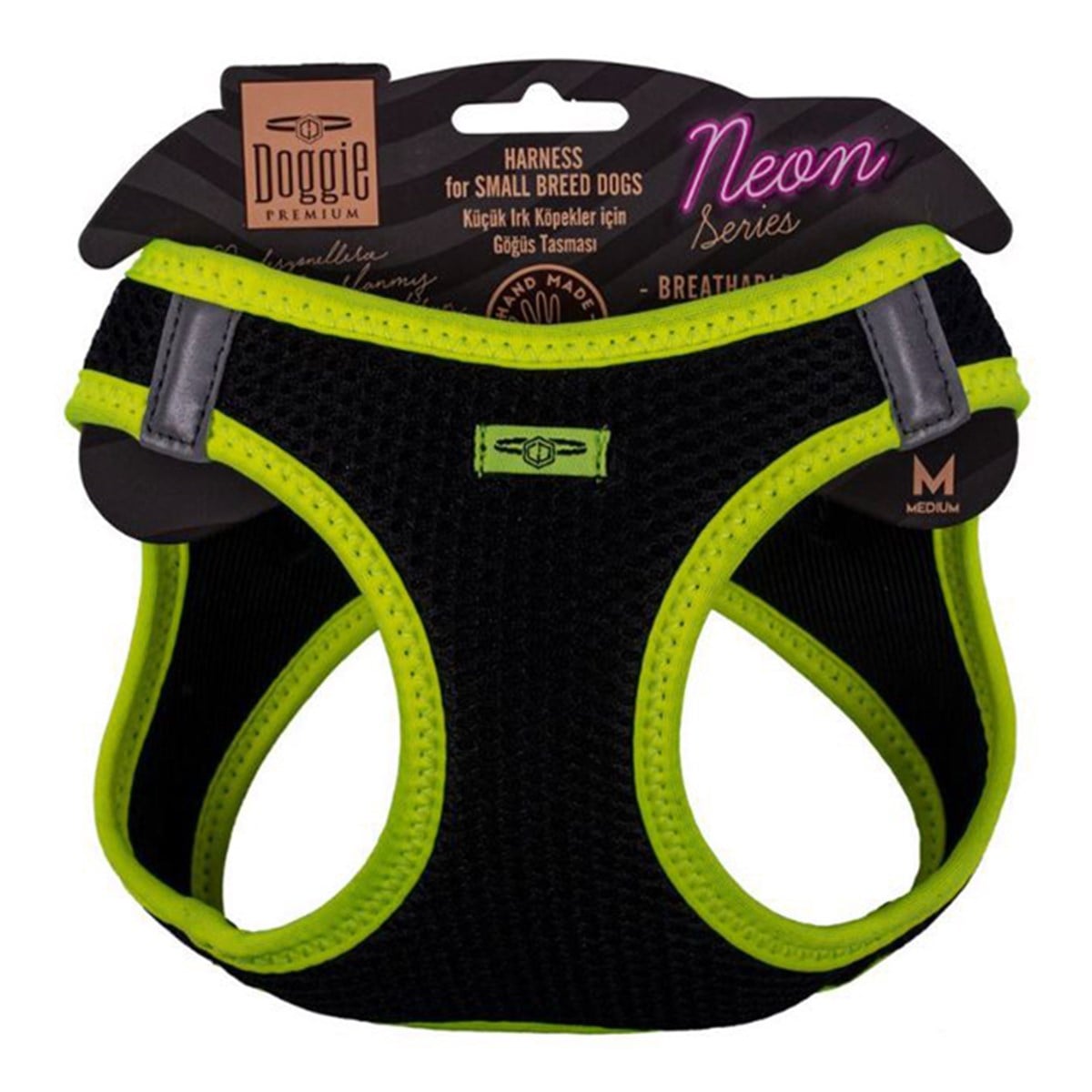 DOGGİE HAVALI DOKUMA NEON SERİSİ KÜÇÜK IRK GÖĞÜS TASMASI SARI M-38-44CM8680782197390