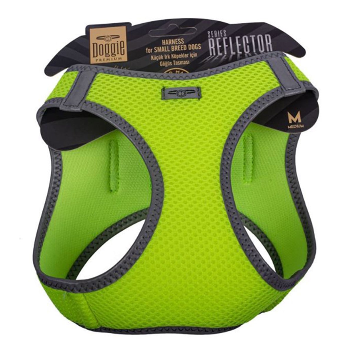 DOGGİE HAVALI DOKUMA REFLEKTÖR SERİSİ KÜÇÜK IRK GÖĞÜS TASMASI SARI M-38-44CM8680782197796