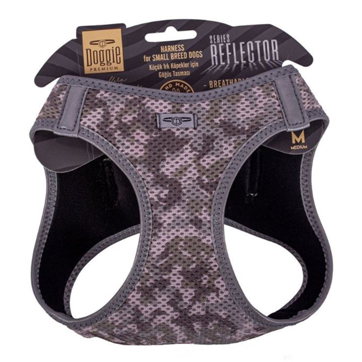 DOGGİE HAVALI DOKUMA REFLEKTÖR SERİSİ KÜÇÜK IRK GÖĞÜS TASMASI KAMUFLAJ M-38-44CM8680782197802