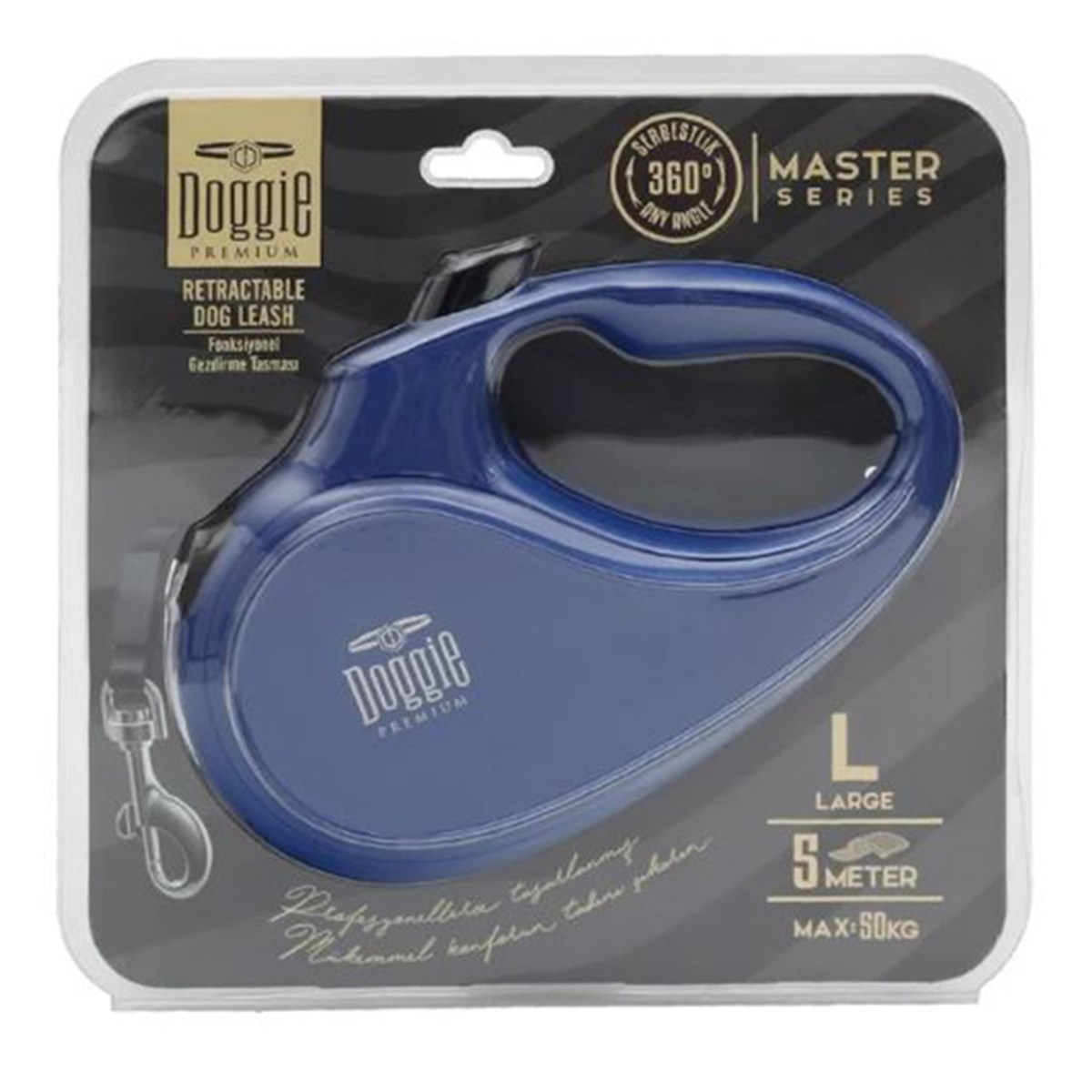 DOGGİE OTOMATİK UZATMA TASMASI MASTER SERİ ROYAL MAVİ 50KG/5MT8680782170201