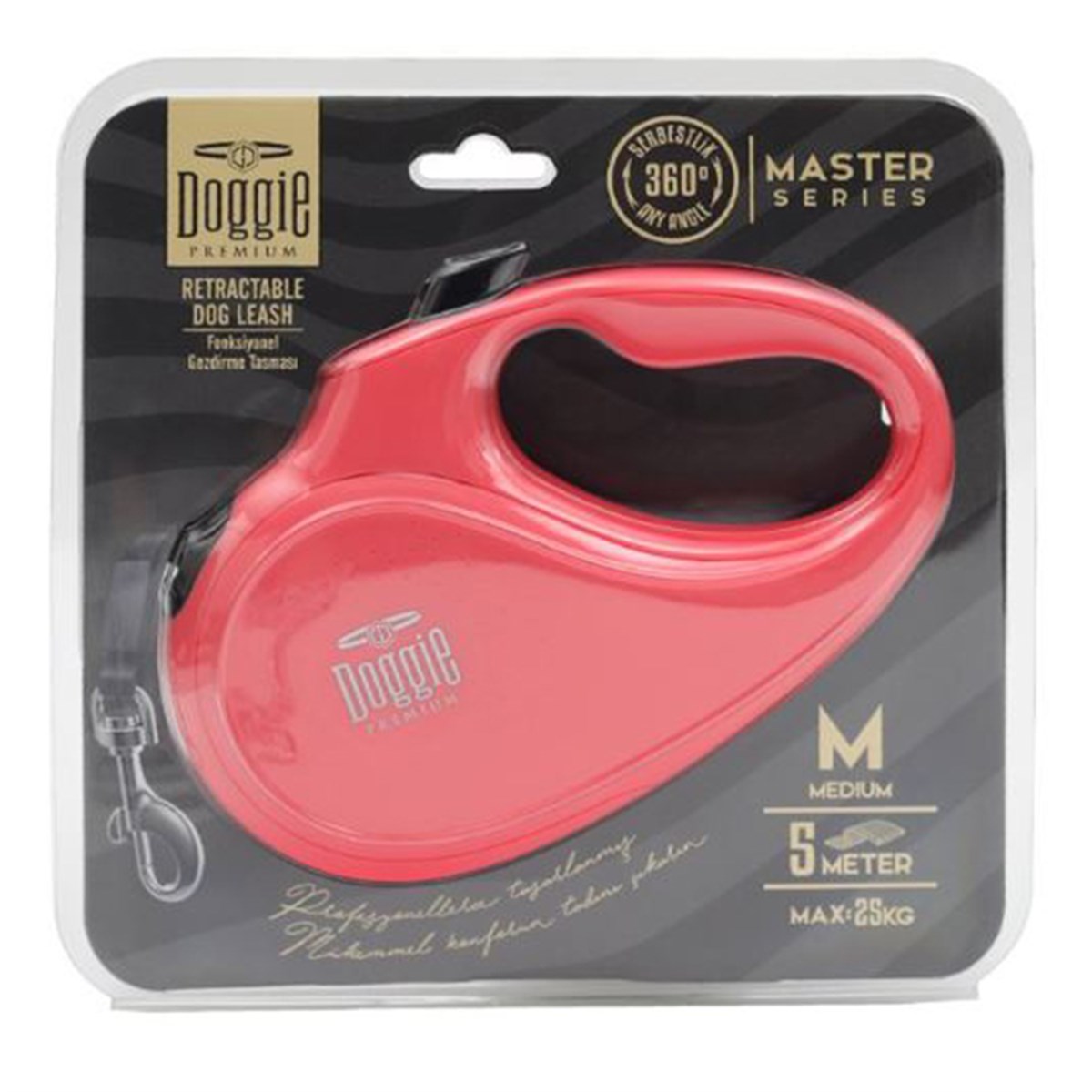 DOGGİE OTOMATİK UZATMA TASMASI MASTER SERİ PEMBE 25KG/5MT8680782170164