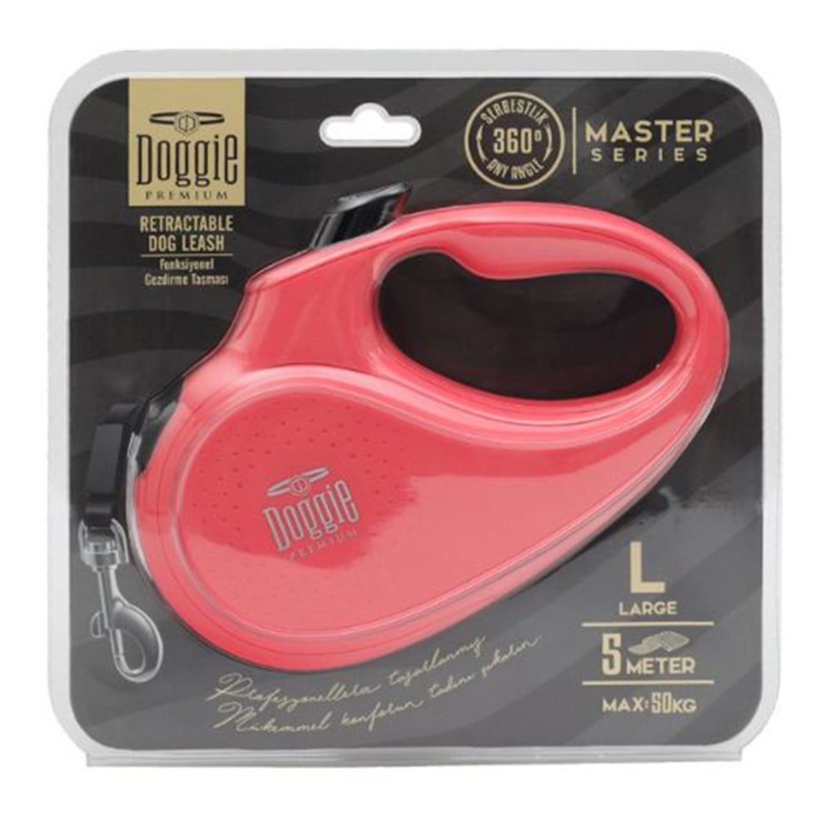 DOGGİE OTOMATİK UZATMA TASMASI MASTER SERİ PEMBE 50KG/5MT8680782170225