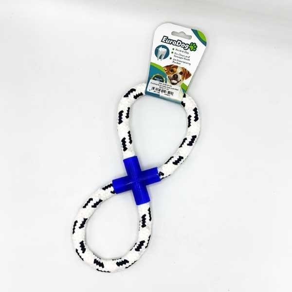 EURODOG DİŞ İPİ HALKA SEKİZ ŞEKİL MAVİ BEYAZ 25 CM8681144196402