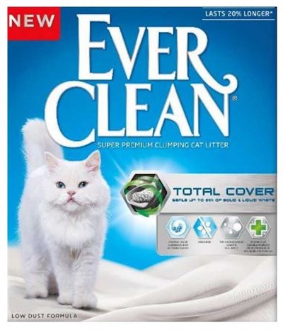 EVER CLEAN TOTAL COVER (KOKU ÖNLEYICI) KOKUSUZ KEDI KUMU 6 LT