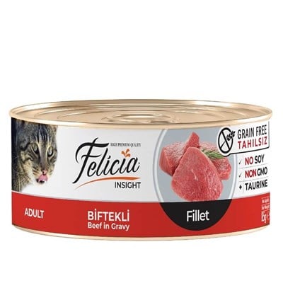 FELICIA BIFTEK ETLI FILETO TAHILSIZ KEDI KONSERVESI 85 GR