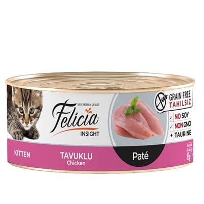 FELICIA KITTEN TAVUK ETLI PATE TAHILSIZ YAVRU KEDI KONSERVESI 85 GR