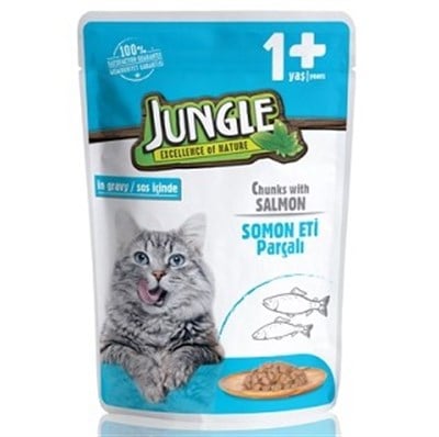 JNGO-004 JUNGLE POUCH ADULT SOMONLU YAŞ YETIŞKIN KEDI MAMASI 100 GR