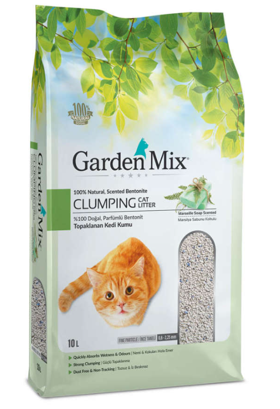MARSİLYA GARDENMIX İNCE TANELI TOPAKLAŞAN MARSILYA SABUNLU DOĞAL KEDI KUMU 10 LT8681085420475
