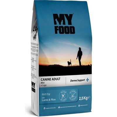 MY FOOD KUZULU VE PİRİNÇLİ YETİŞKİN KÜÇÜK IRK KÖPEK MAMASI DERMA SUPPORT 2,5 KG