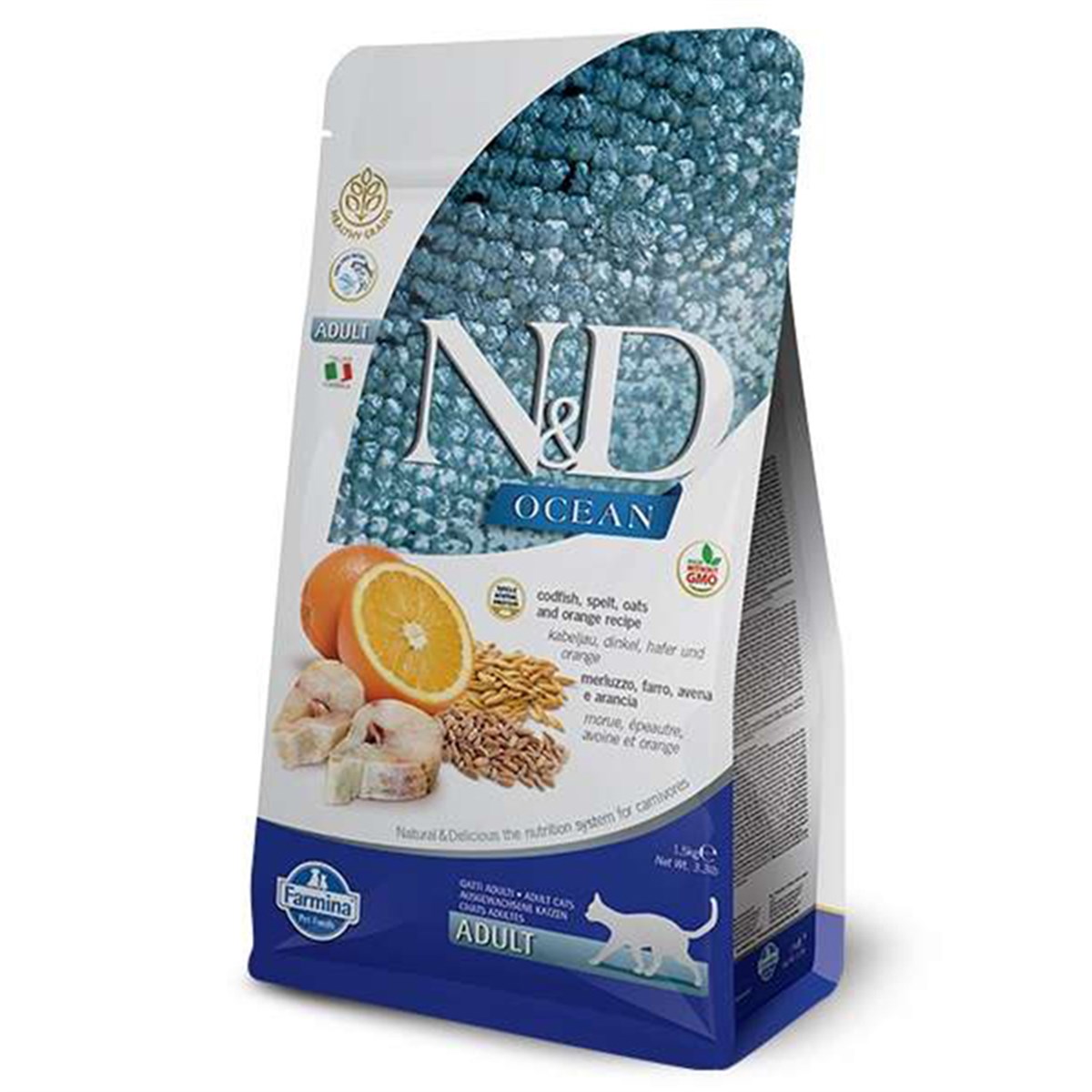 N&D OCEAN M.BALIKLI K.BUĞDAY YULAF ADULT CAT 1,5 KG8010276036780