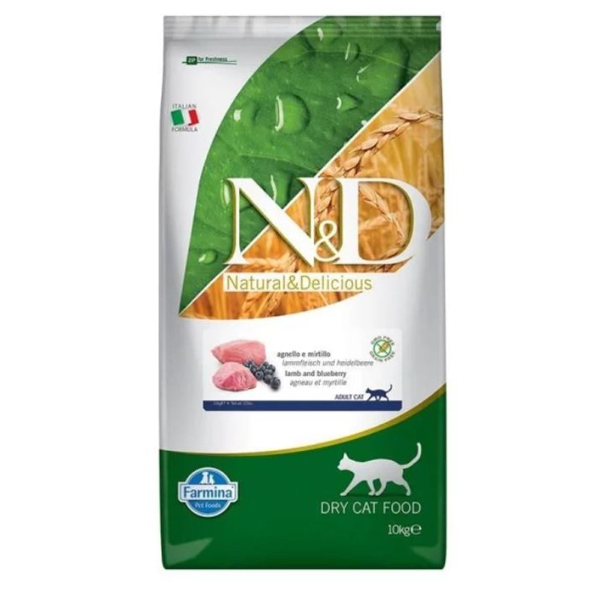 N&D TAHILSIZ KUZU VE YABAN MERSİNLİ KEDİ MAMASI 10 KG8010276024961