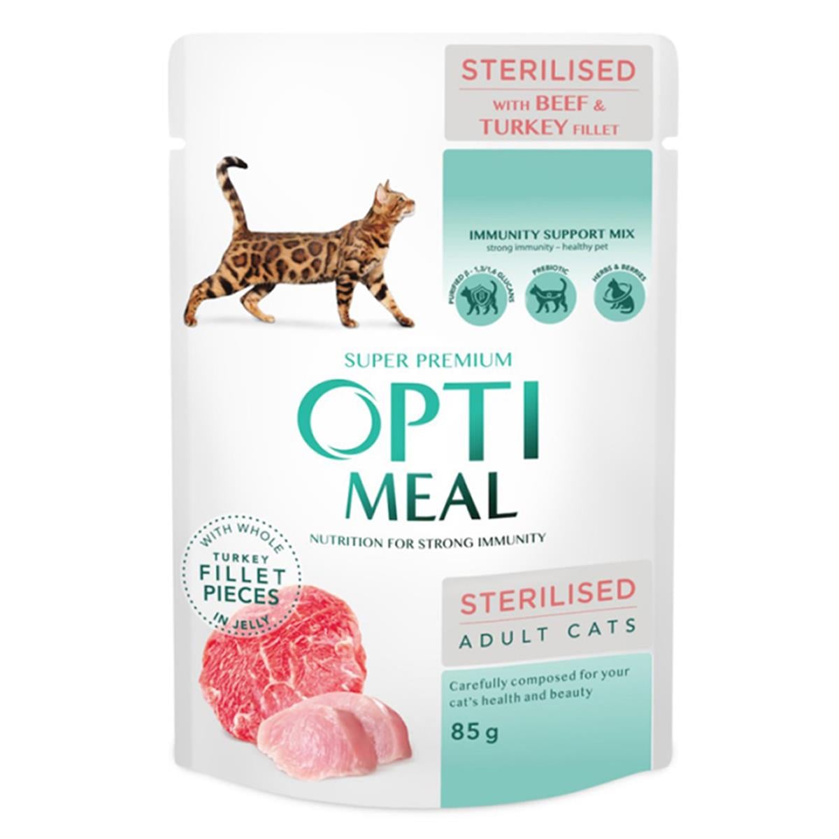 OPTİMEAL BİFTEKLİ HİNDİLİ KISIR KEDİ YAŞ MAMA 85 GR4820215365901
