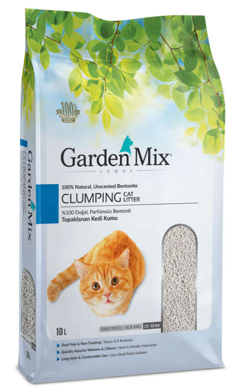 PARFÜMSÜZ GARDENMİX İNCE TANELİ KOKUSUZ PARFÜMSÜZ TOPAKLANAN BENTONİT KEDİ KUMU 10 LT8681085421120