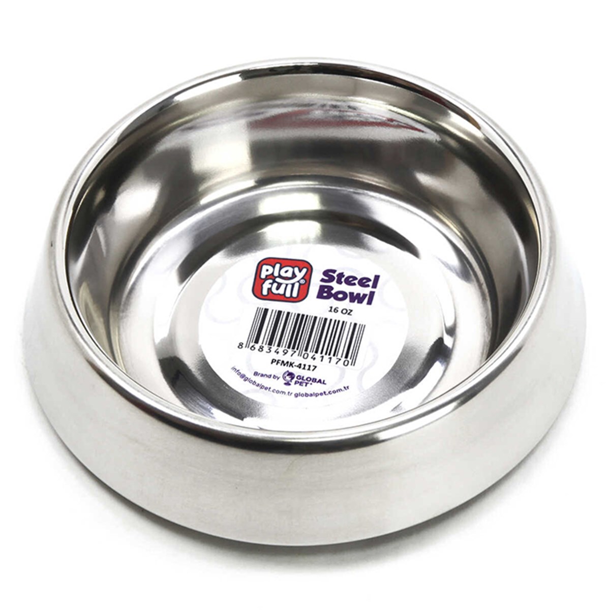 PLAYFULL HAŞERE ENGELLEYİCİ KAUÇUK TABANLI ÇELİK MAMA KABI 16 OZ (SWT 2464 A)8683497041170