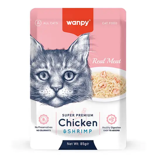 WANPY 85 GR POUCH TAVUKLU & KARİDESLİ YAŞ KEDİ MAMASI6927749871033