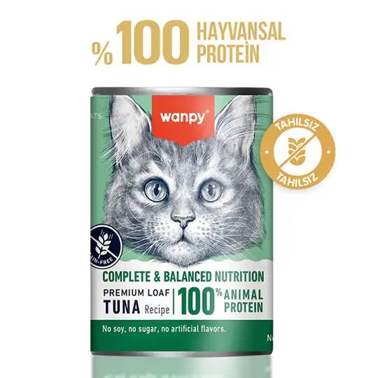 WANPY TAHILSIZ KEDİ %100 GERÇEK ET 375 GR TON BALIKLI KONSERVE6927749853312