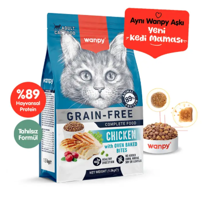 WANPY TAHILSIZ TAVUKLU YETİŞKİN KEDİ MAMASI 1.5 KG6927749825104