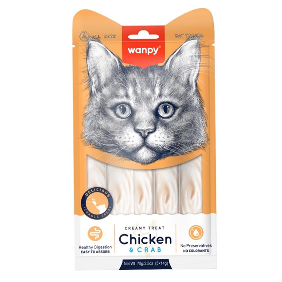 WANPY TAVUK ETLI YENGEÇ LIKIT CREAMY KEDI ÖDÜLÜ 5X14 GR6927749871217