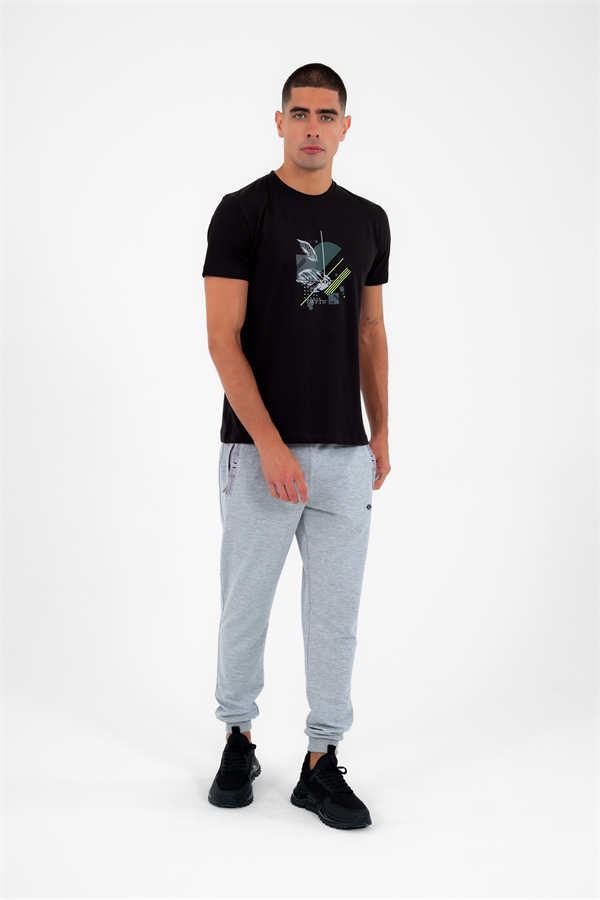  Escetic Erkek G2 Melanj Nefes Alabilen 2 İplik Kumaş 4 Mevsim Slimfit Spor Eşofman Altı 1069