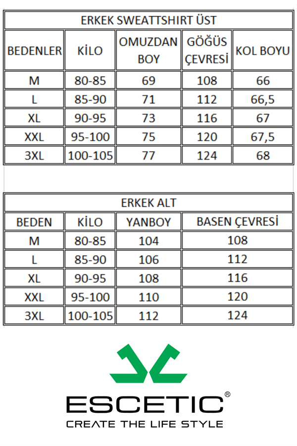 Escetic GB Melanj Erkek 3 İplik Nefes Alabilen Pamuklu Baskılı Spor Slimfit Sweat Takım A3032