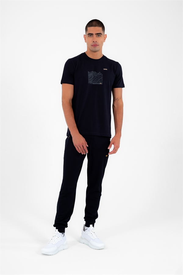  Escetic Erkek Lacivert Nefes Alabilen 2 İplik Kumaş 4 Mevsim Slimfit Spor Eşofman Altı 1069