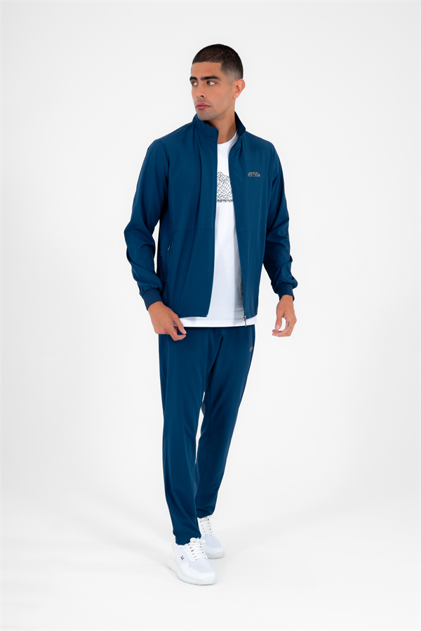 Escetic Petrol Erkek Dik Yaka Spor Likra Nefes Alabilen 4 Cepli Yazlık Slimfit Spor Eşofman Takımı 6943