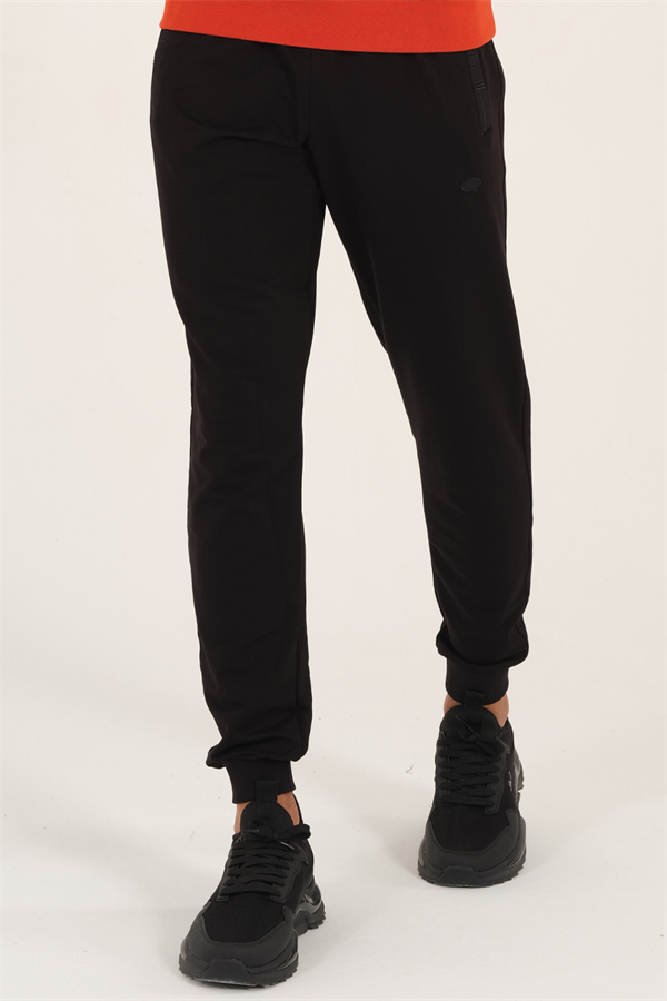  Escetic Erkek Siyah Nefes Alabilen 2 İplik Kumaş 4 Mevsim Slimfit Spor Eşofman Altı 1069