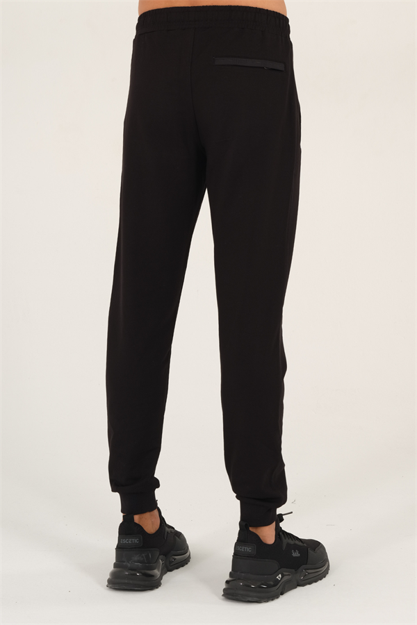  Escetic Erkek Siyah Nefes Alabilen 2 İplik Kumaş 4 Mevsim Slimfit Spor Eşofman Altı 1069