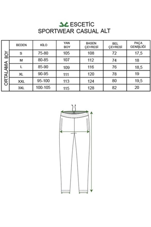  Escetic Lacivert Erkek Casual Kalıp 3 İplik İçi Polarlı Kışlık Kalın Spor Eşofman Altı B1294